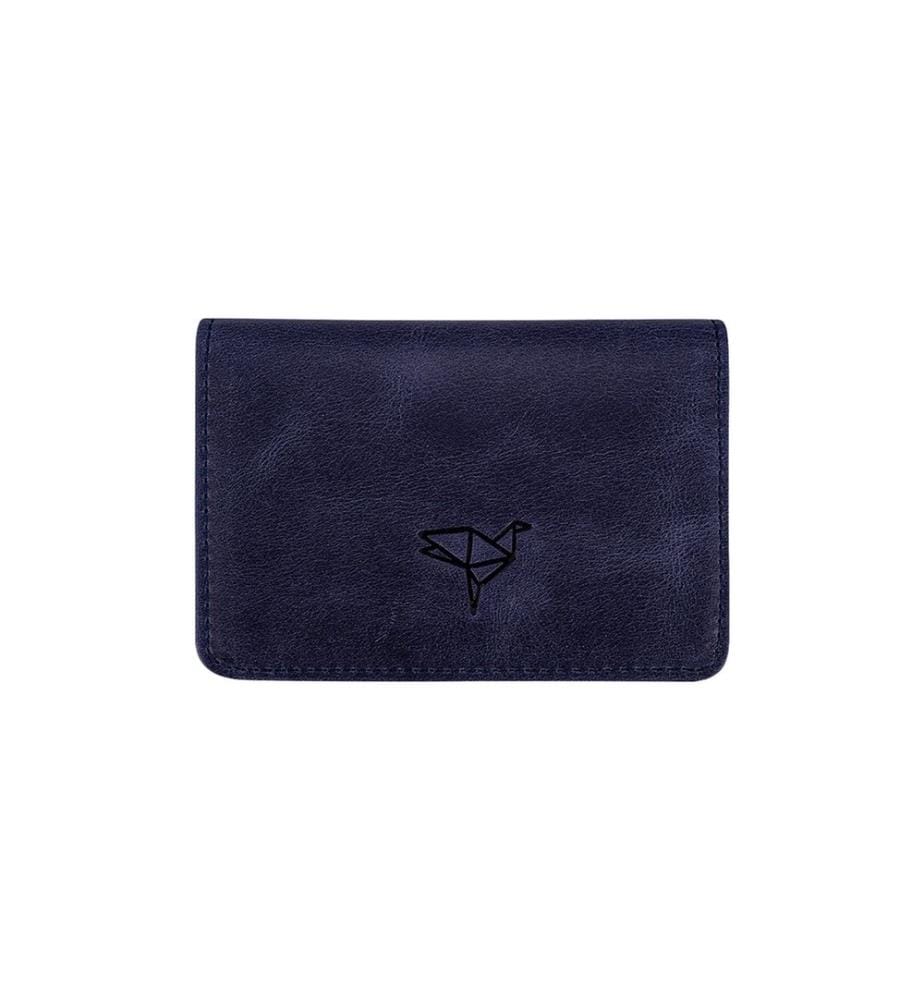 Portefeuille unisexe, 100 % cuir véritable, bleu foncé