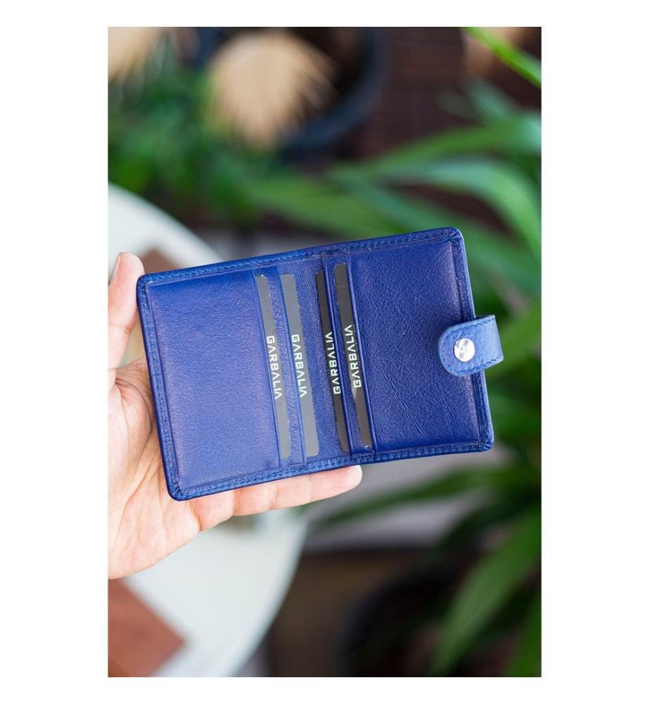 Portefeuille unisexe, 100 % cuir véritable, bleu marine