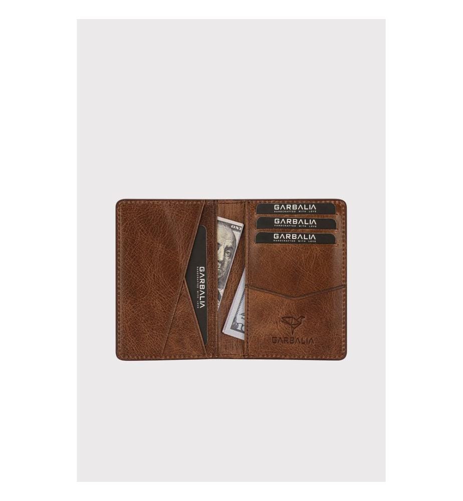 Portefeuille unisexe, 100 % cuir véritable, marron