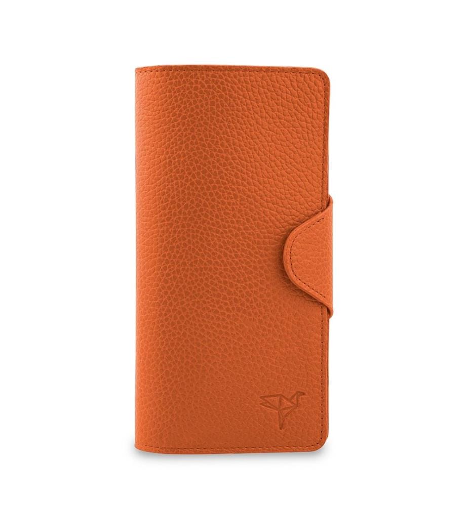 Portefeuille unisexe, 100 % cuir véritable, orange