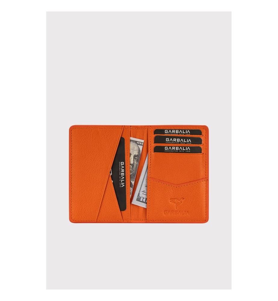Portefeuille unisexe, 100 % cuir véritable, orange