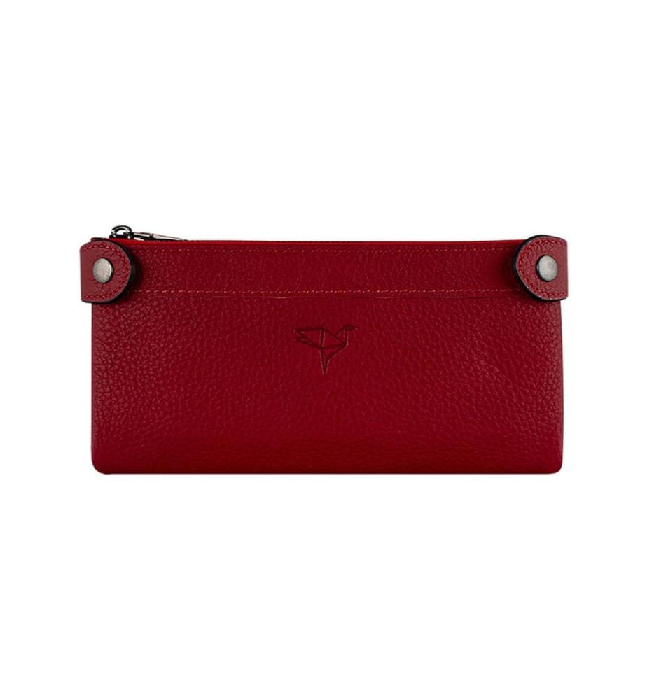 Portefeuille unisexe, 100 % cuir véritable, rouge