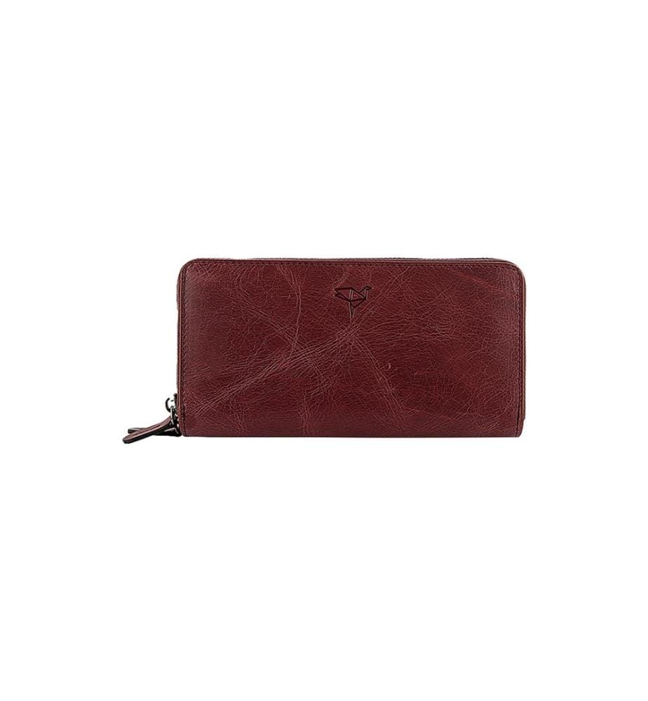 Portefeuille unisexe, 100 % cuir véritable, rouge bordeaux