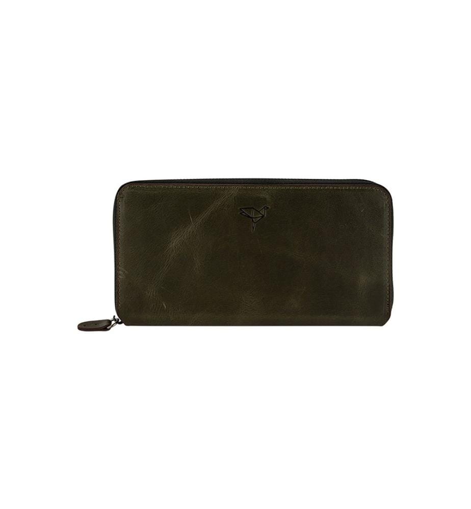 Portefeuille unisexe, 100 % cuir véritable, vert