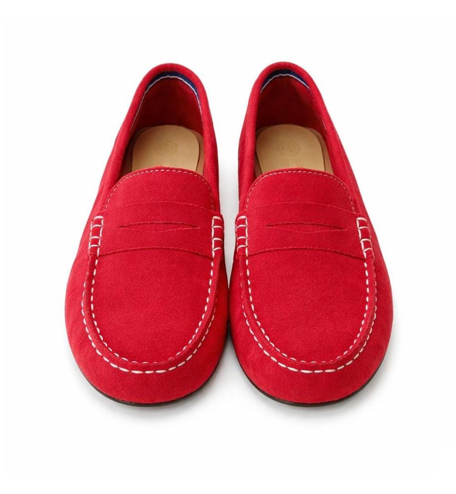 Mocassins femme en daim - Rouge