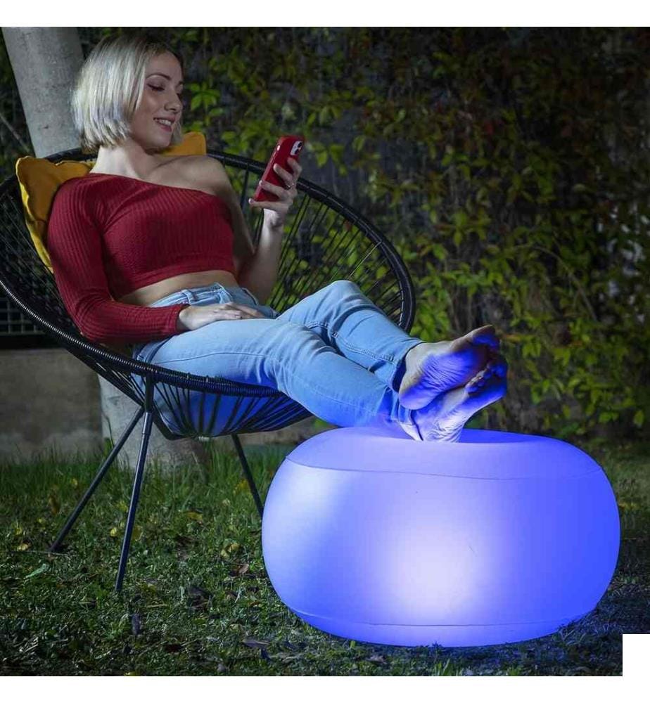 Siège gonflable avec LED multicolore et télécommande Pulight - Blanc