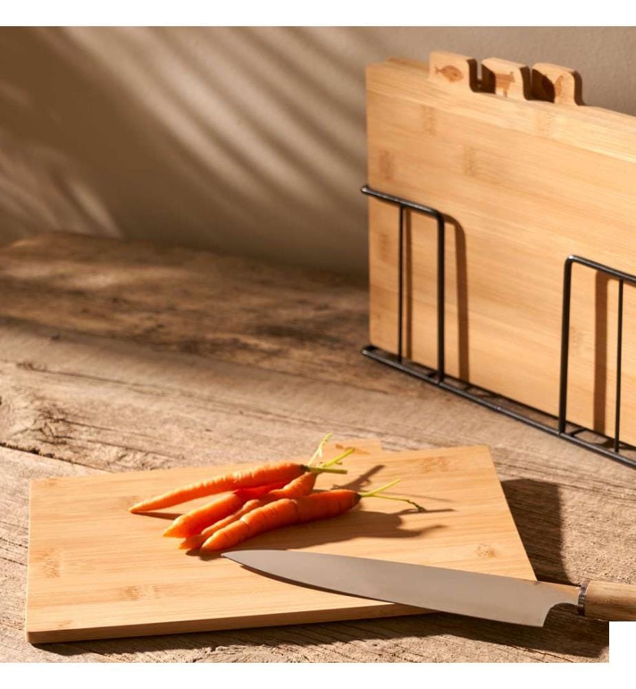 Set de 4 planches à découper 28x24x7 cm - Naturel
