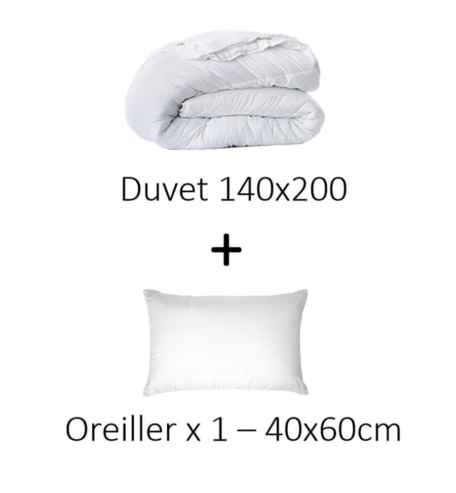 Pack Vasco Matelas + Sommier 90 x 200 + 1 Oreiller 60 x 40 + 1 Duvet 140 x 200 cm - Hauteur 30 cm