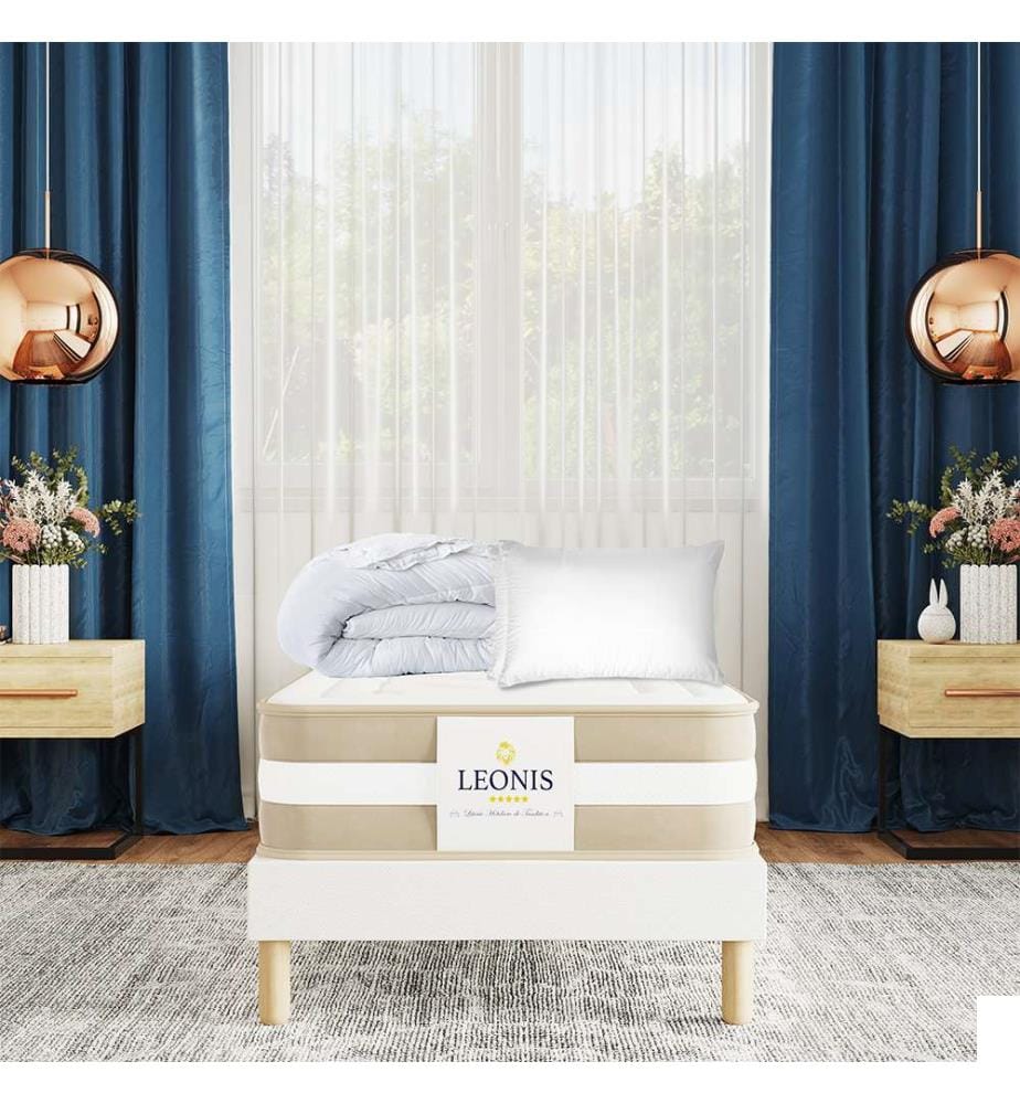 Pack Gamma Matelas + Sommier 80 x 200 + 1 Oreiller 60 x 40 + 1 duvet 140 x 200 cm - Hauteur 30 cm