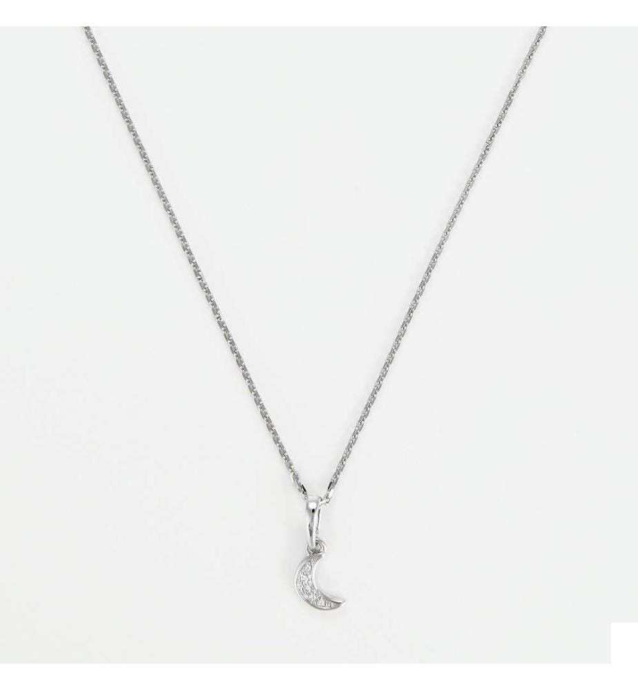 Pendentif Diamond Moon - Or Blanc 375/1000