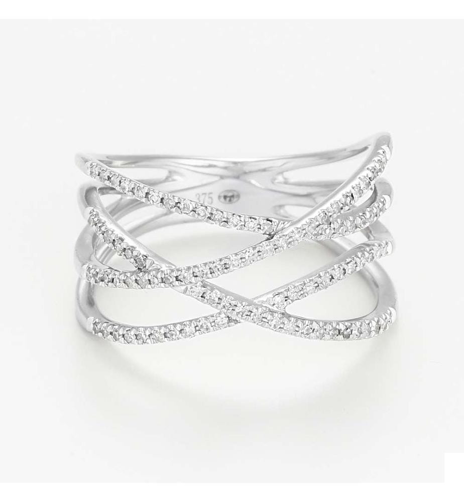 Bague Entrelacs Lumineux - Or Blanc 375/1000