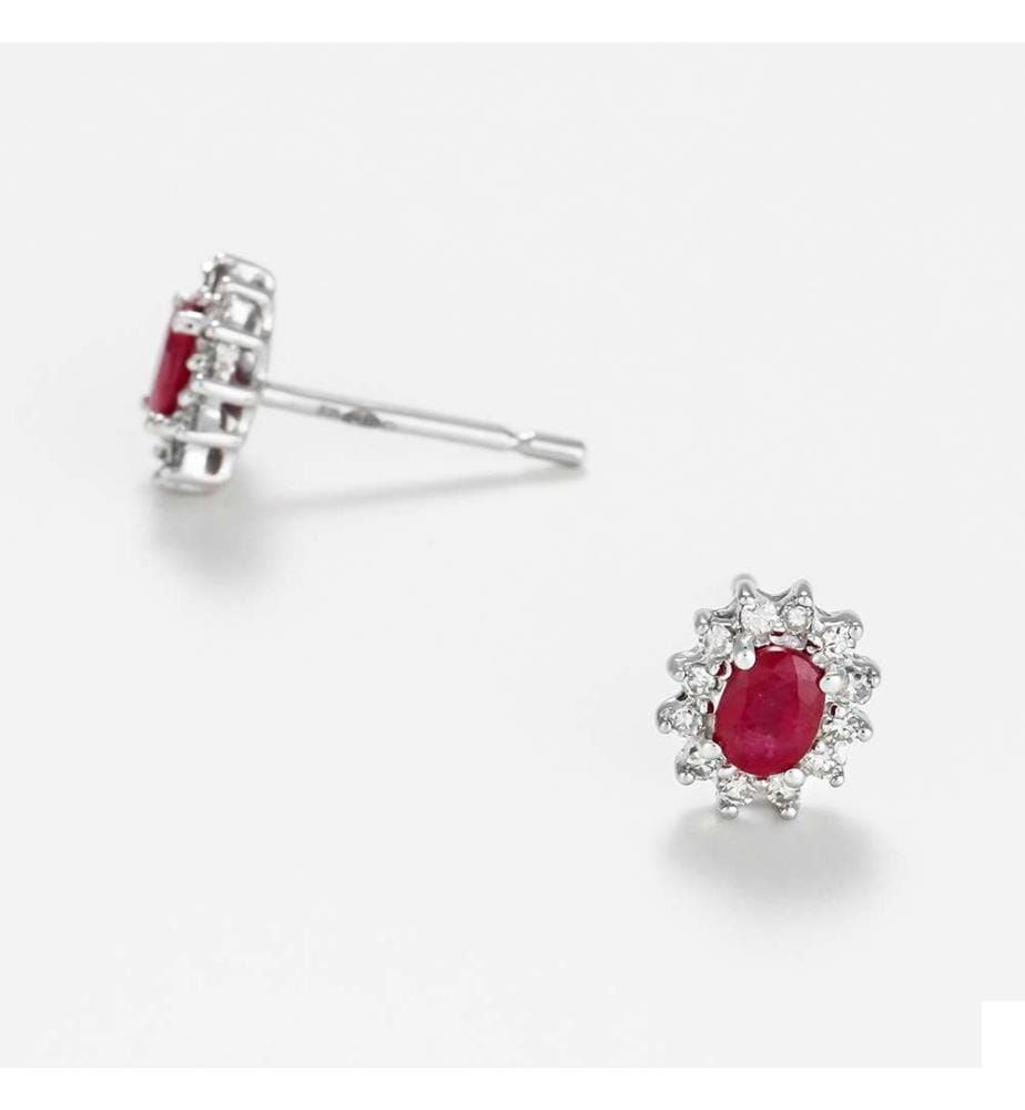 Boucle d'Oreilles Etoile Rubi - Or Blanc 375/1000