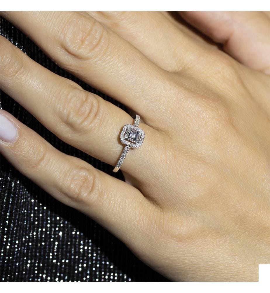 Bague Solitaire Lumineux - Or Blanc 375/1000
