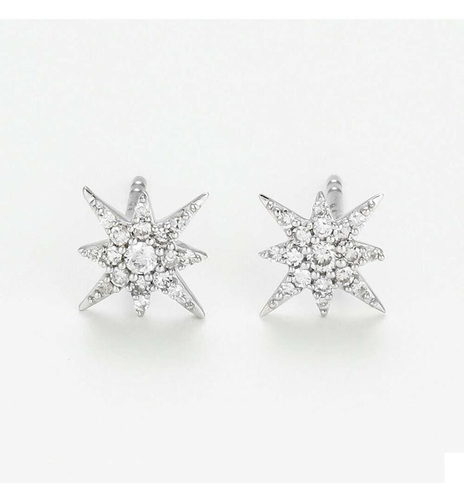 Boucles d'Oreilles Star - Or Blanc
