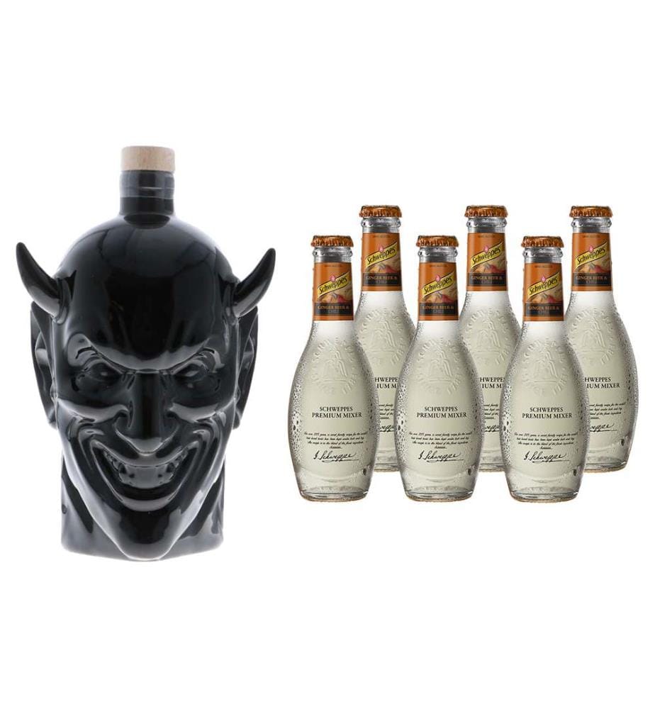 Fallen Angel Spiced Rum + 6 Schweppes Selection Ginger Beer & Chili - 70 cl
