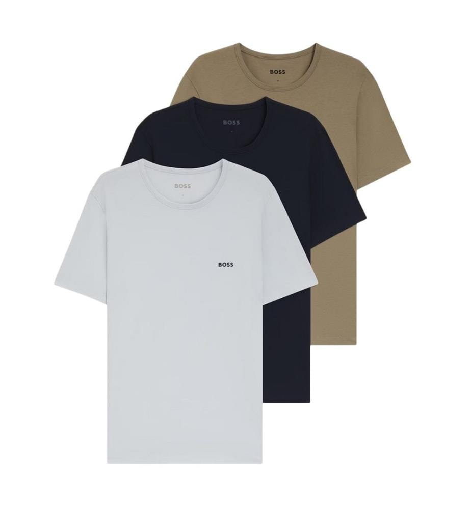 Boss - Lot de 3 T-shirts motif/style logo brodé - Homme