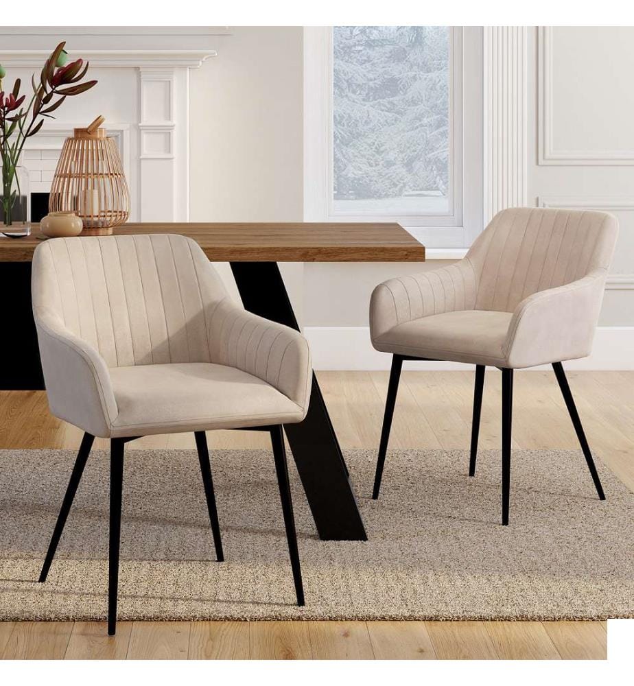 Lot de 2 Chaises avec Accoudoirs Ariana - Taupe et Noir