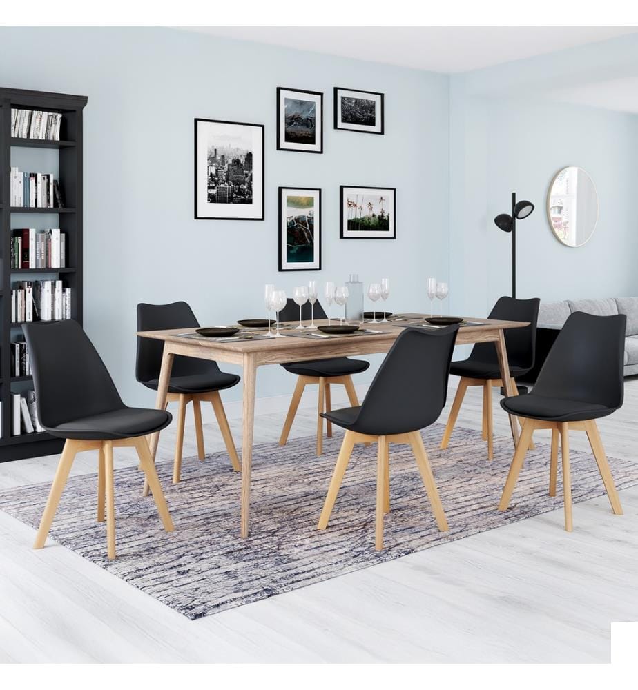 Lot de 6 Chaises Nordia 46 x 51 x 79.5 cm - Noir