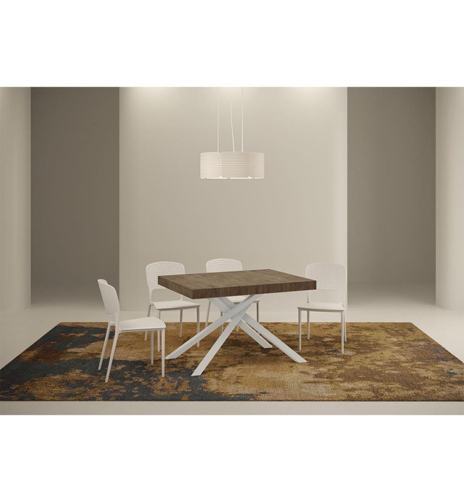Table Extensible 120x90-224 cm Karida Noyer - Blanc