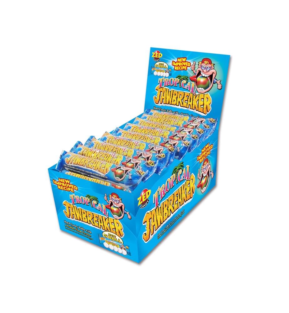 40 paquets de 5 ZED Tropical JawBreaker, Bubble Gum, 40 pièces ++
