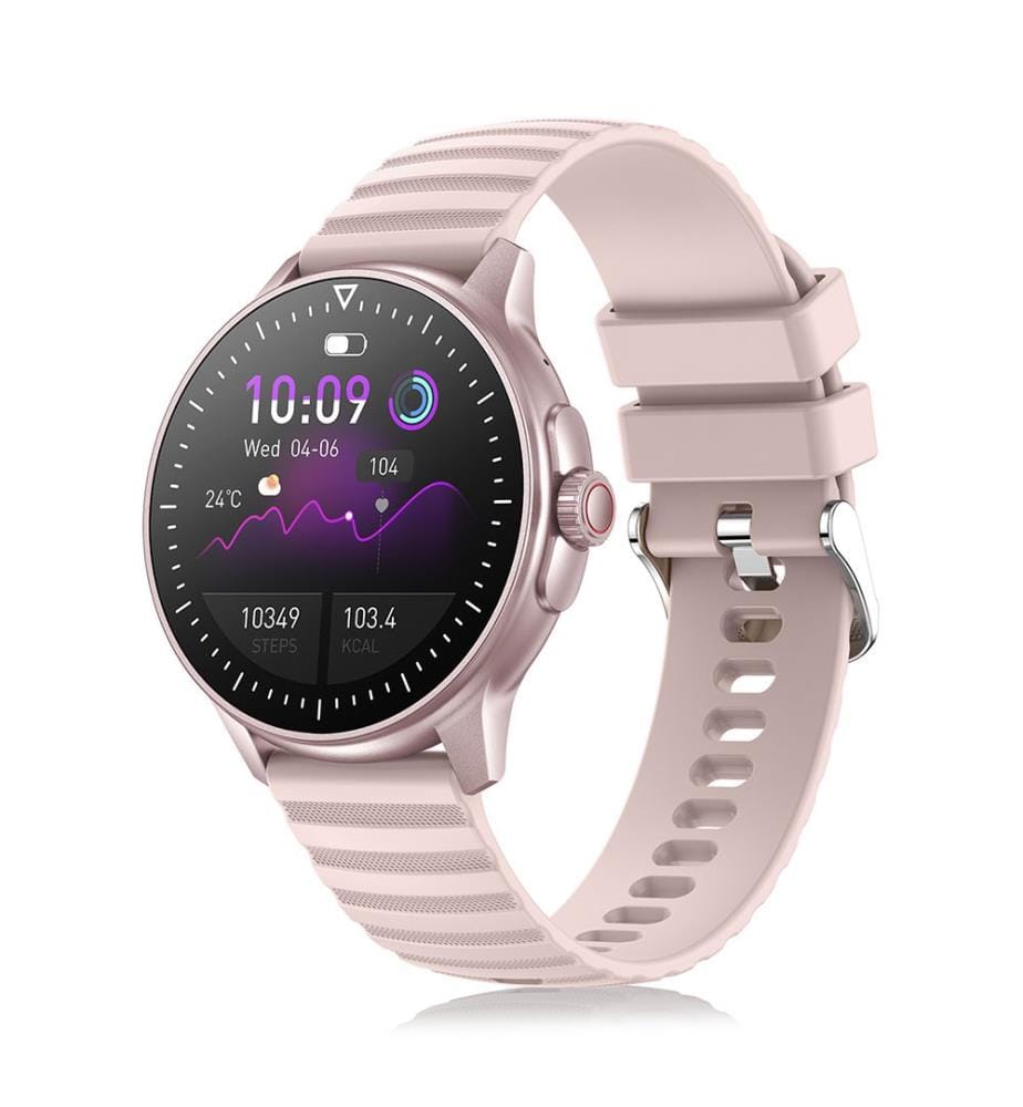 Montre connectée ZW45 avec notifications d'applications, appels Bluetooth, tensiomètre et moniteur d'oxygène, couronne multifonction 4,9 x 1,1 x 4,7 cm - Rose