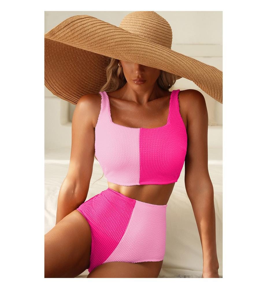 Bikini à cordons bicolore - Rose