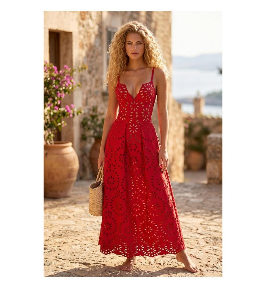 Ensemble 2 Pièces brodé - Rouge