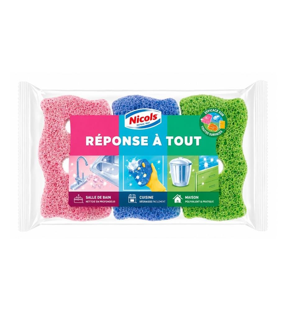 Nicols Eponge Multi-Surfaces 3Pcs Reponse A Tout