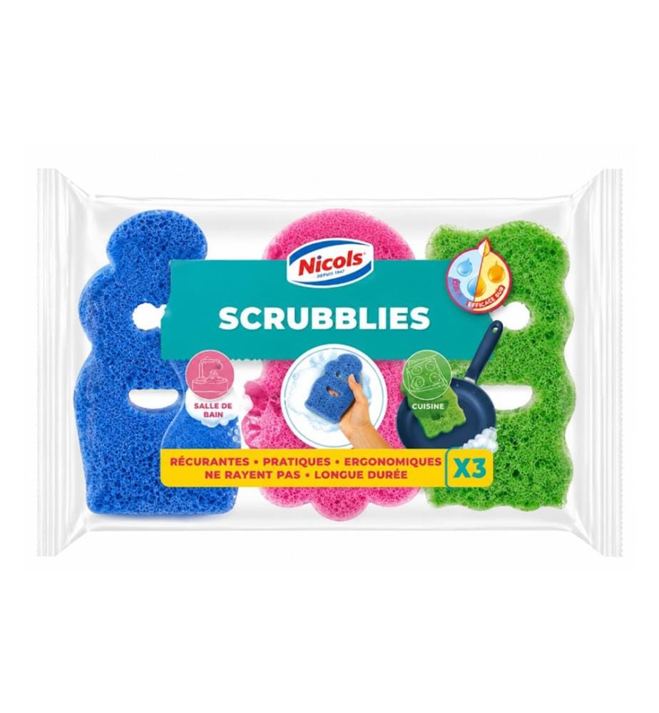 Nicols Eponge Salle De Bain 3Pcs Scrubblies