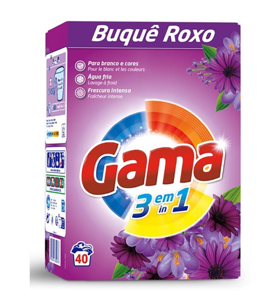 4 x Lessive Poudre 3-en-1 Buque Roxo  2,2 kg (40 Lavages)