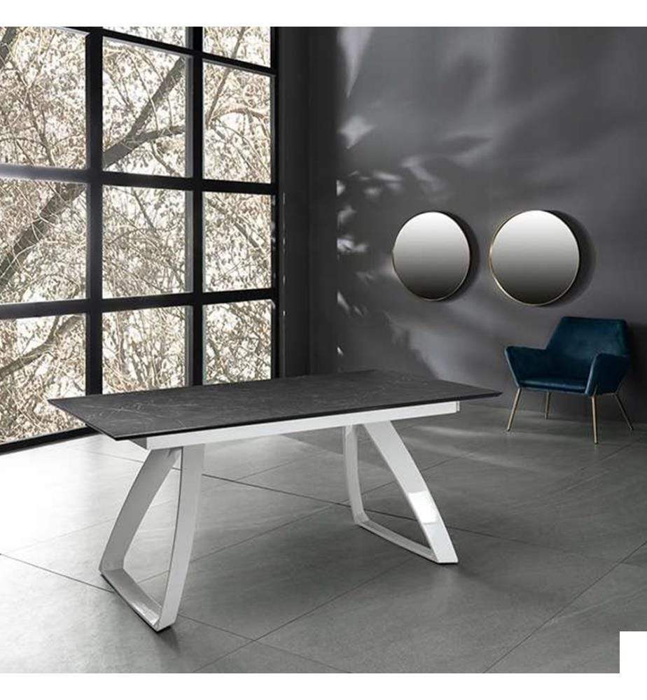 Table extensible Barret 170/270x90 cm - Noir et blanc