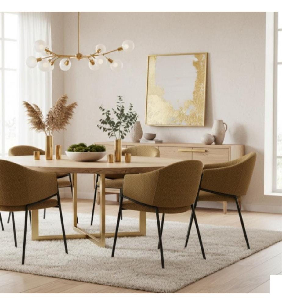 Lot de 2 chaises de salle à manger Medea en tissu bouclé 60x53x78 cm - Ocre et Anthracite