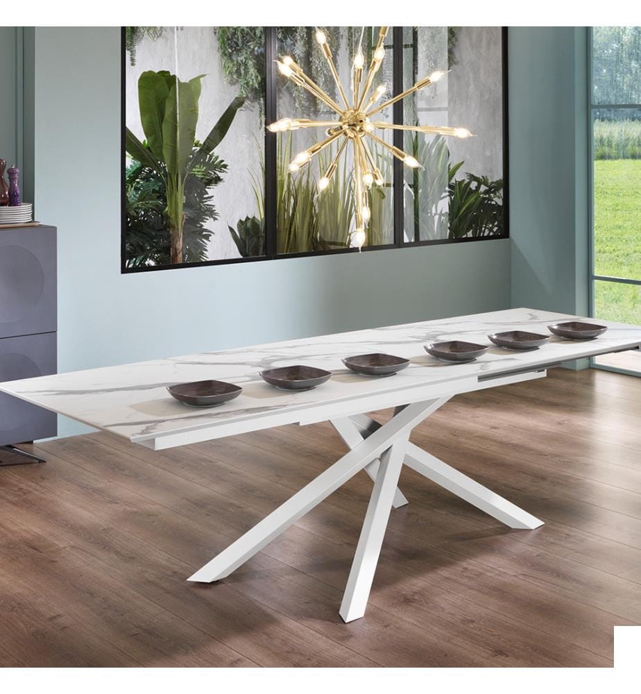 xavier Table à rallonge 170/270x90 cm - Marbre blanc