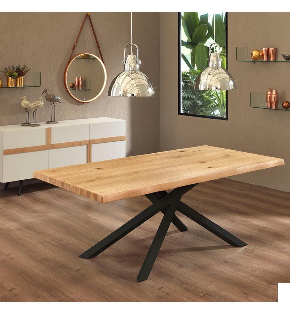 Table fixe Spike 160x90 cm - Marron et noir
