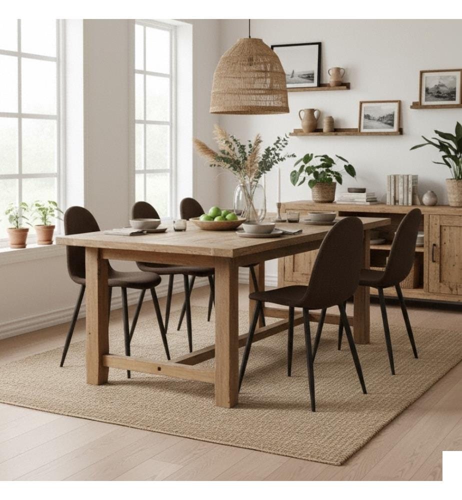 Lot de 4 chaises en faux rotin Martina 43x43x38 cm - Marron et noir