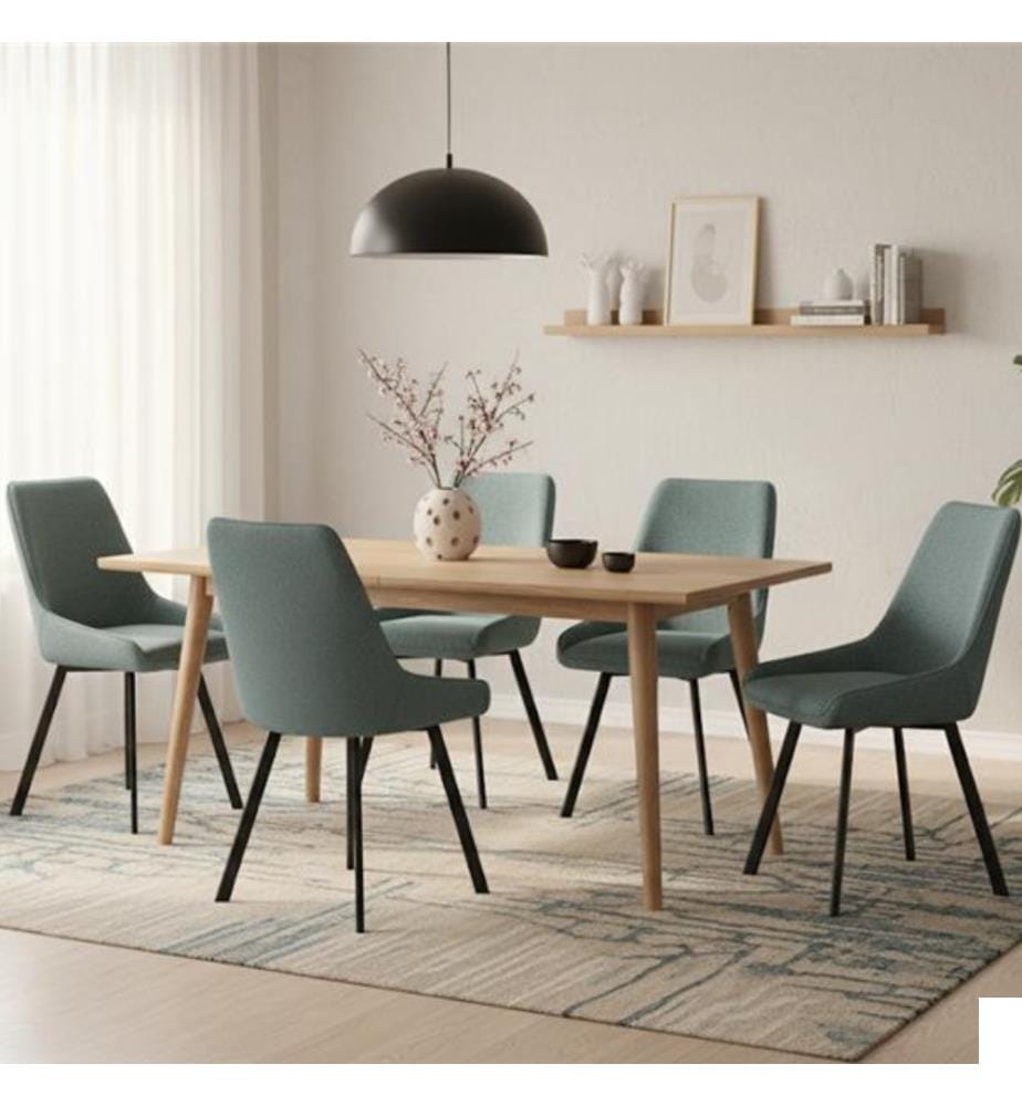 Lot de 4 chaises en tissu Fox 60x48x87 cm - Aquamarine