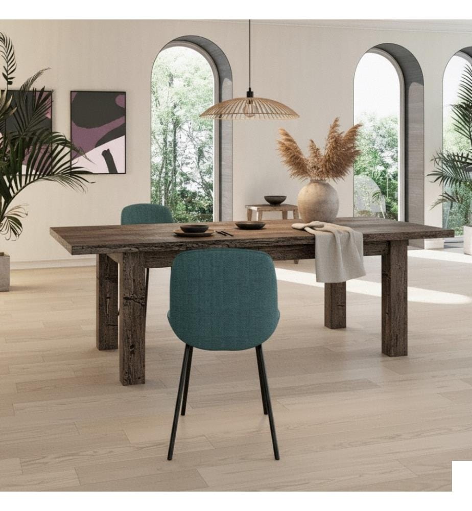 Lot de 4 chaises Eva en tissu 46x55x79 cm - Aquamarine et noir