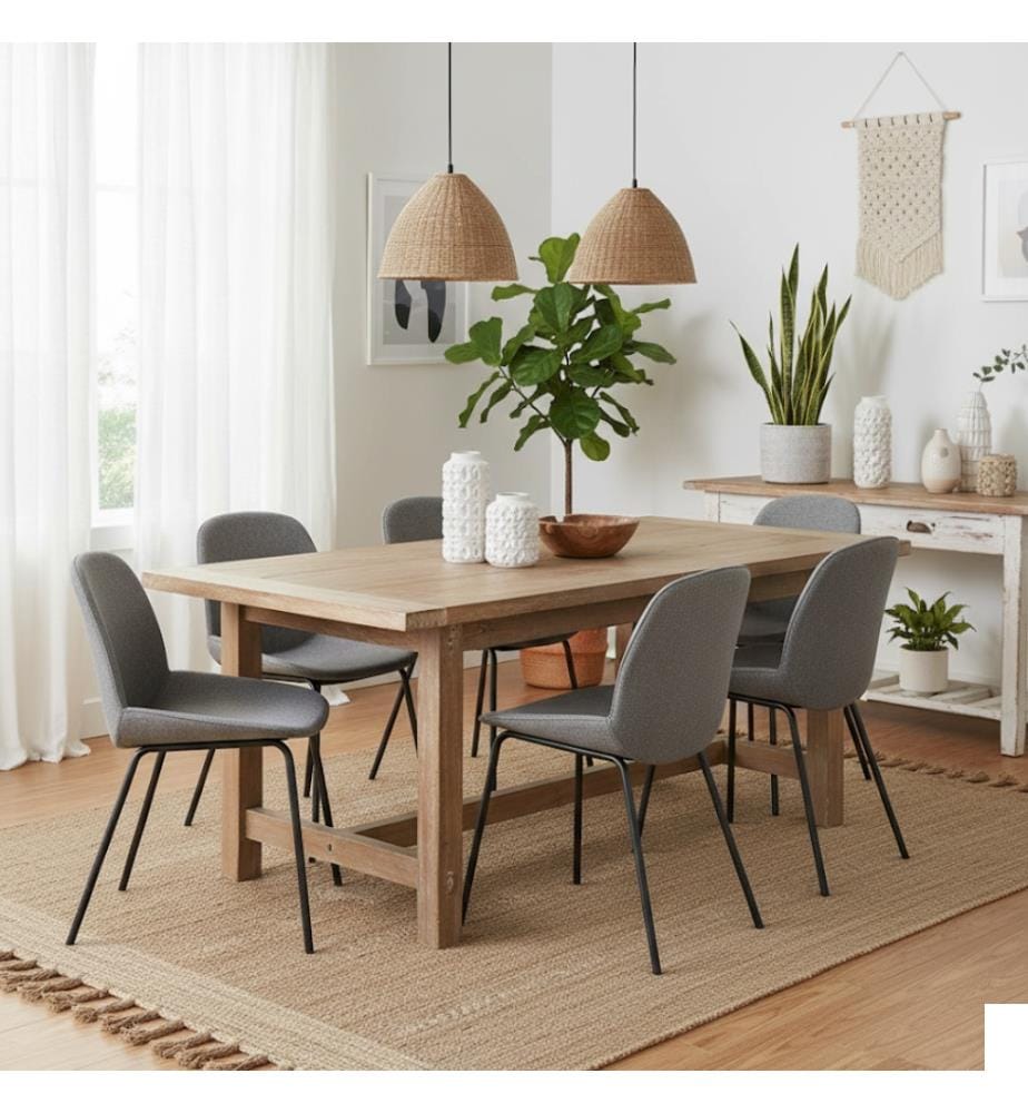 Lot de 4 chaises Eva en tissu 46x55x79 cm - Gris clair et noir