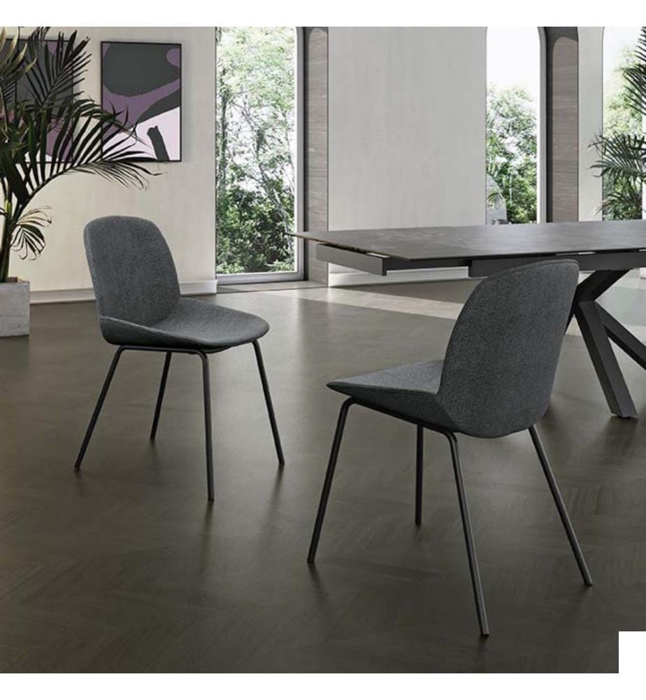 Lot de 4 chaises Eva en tissu 46x55x79 cm - Gris foncé et noir