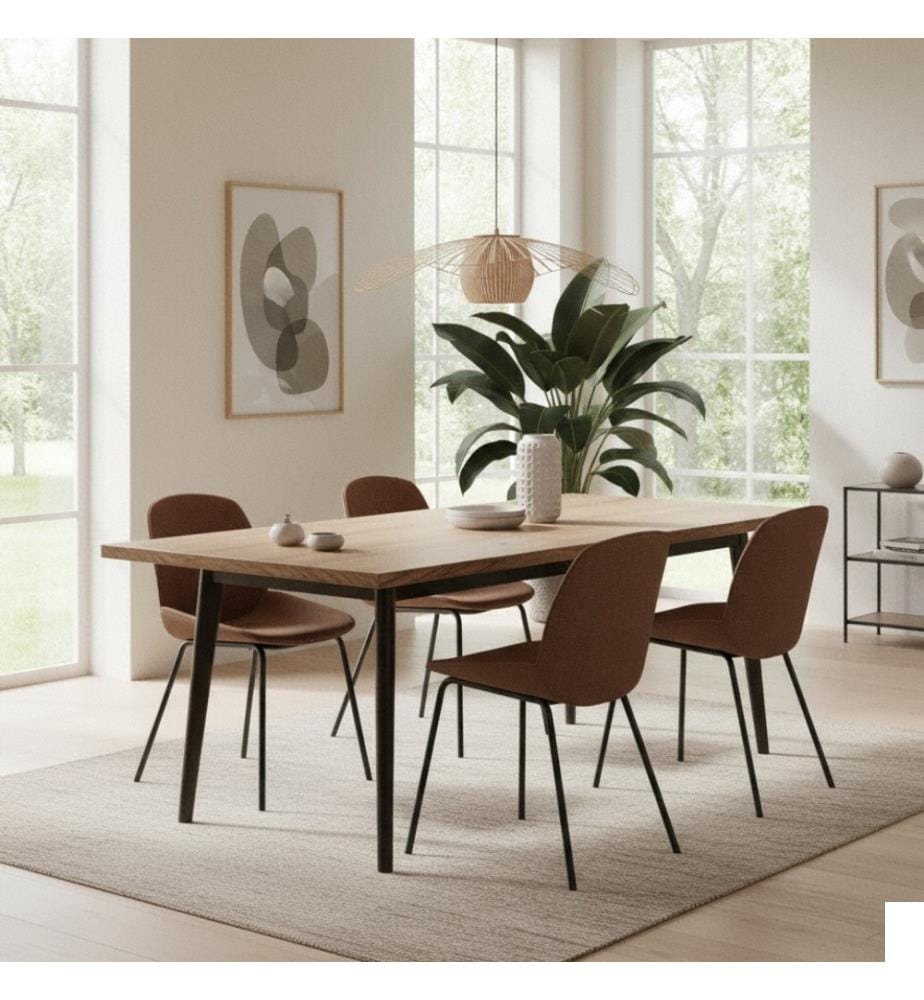 Lot de 4 chaises Eva en tissu 46x55x79 cm - Rouille et noir