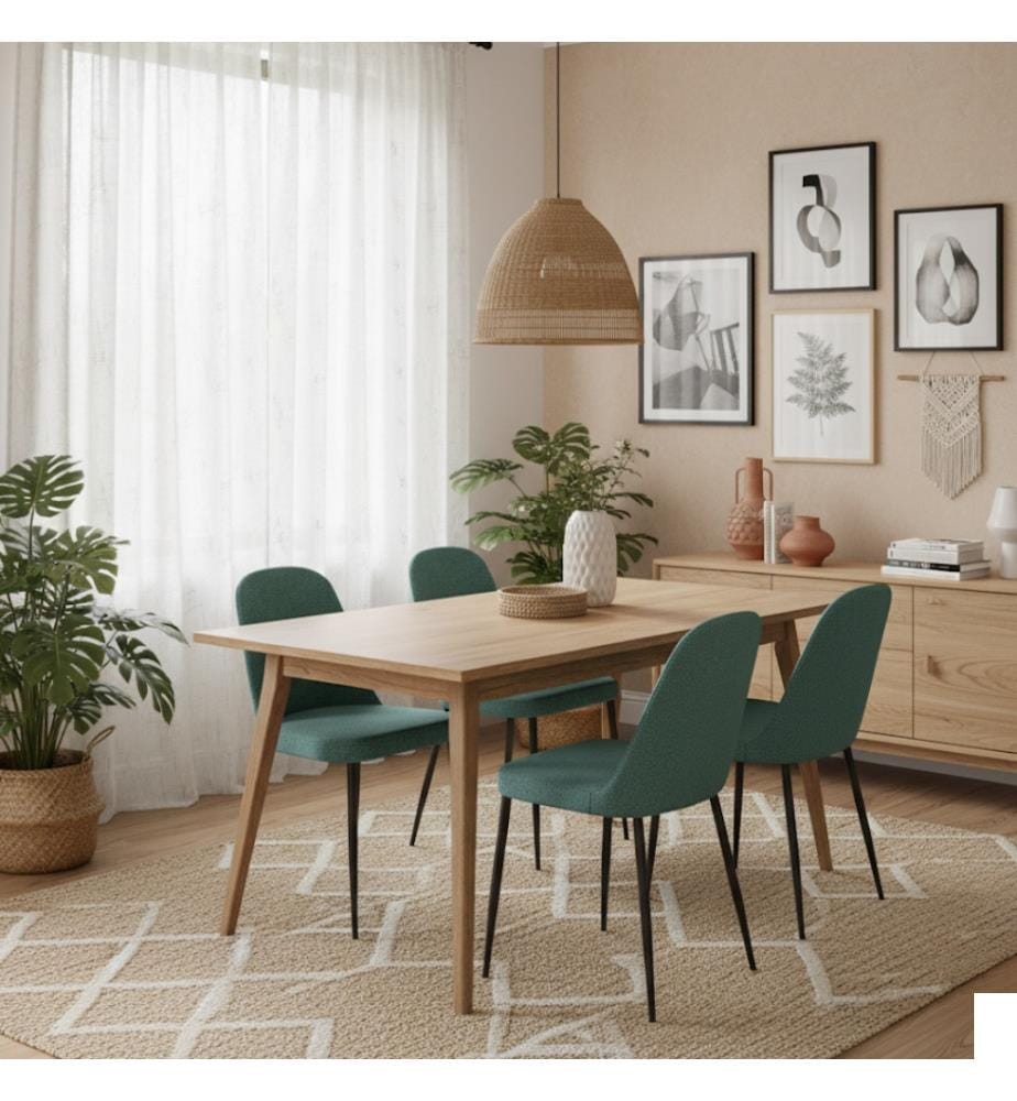 Lot de 4 chaises Tamara en tissu 45x52x85 cm - Aquamarine et noir
