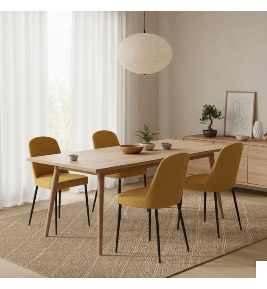 Lot de 4 chaises Tamara en tissu 45x52x85 cm - Jaune et noir