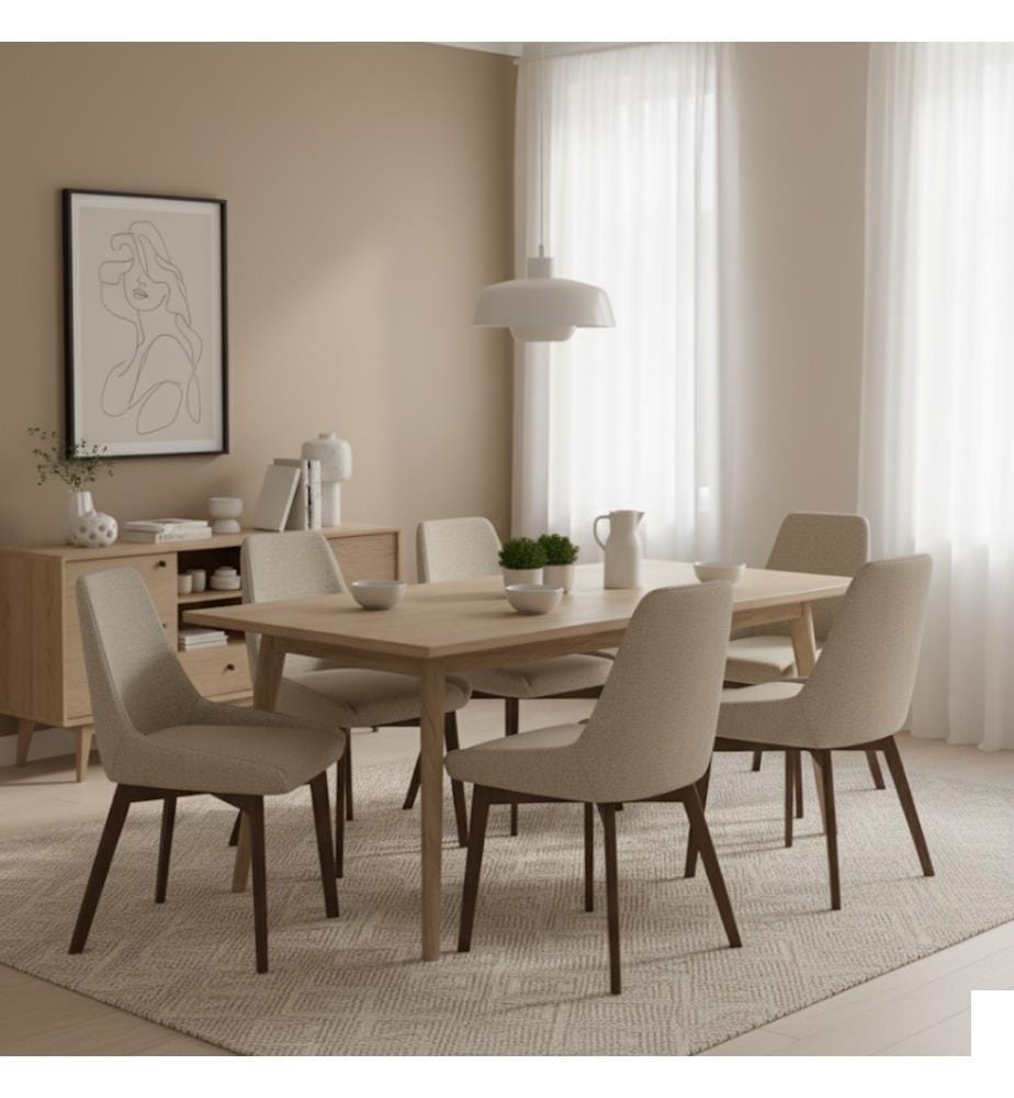 Lot de 4 chaises en tissu Vera 49x62x87 cm - Beige et Brown