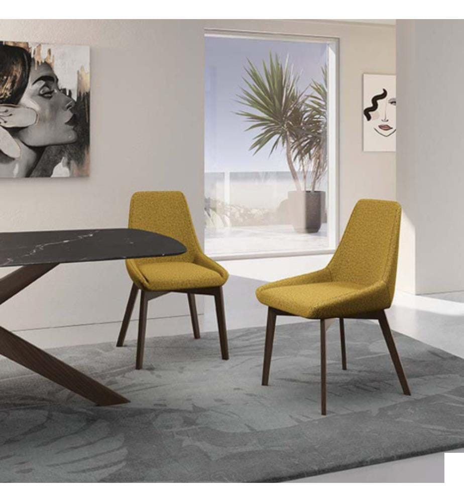 Lot de 4 chaises en tissu Vera 49x62x87 cm - Jaune et marron
