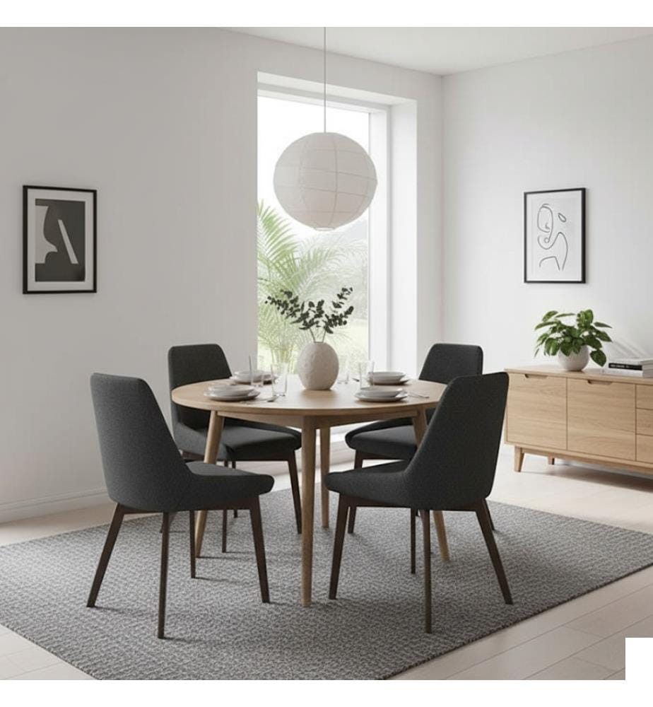 Lot de 4 chaises en tissu Vera 49x62x87 cm - Gris foncé et marron