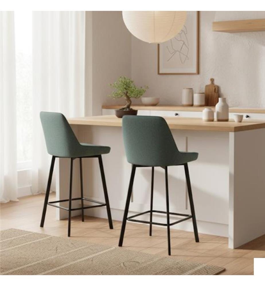 Lot de 2 tabourets en tissu Fox 44x50x94 cm - Aquamarine et noir