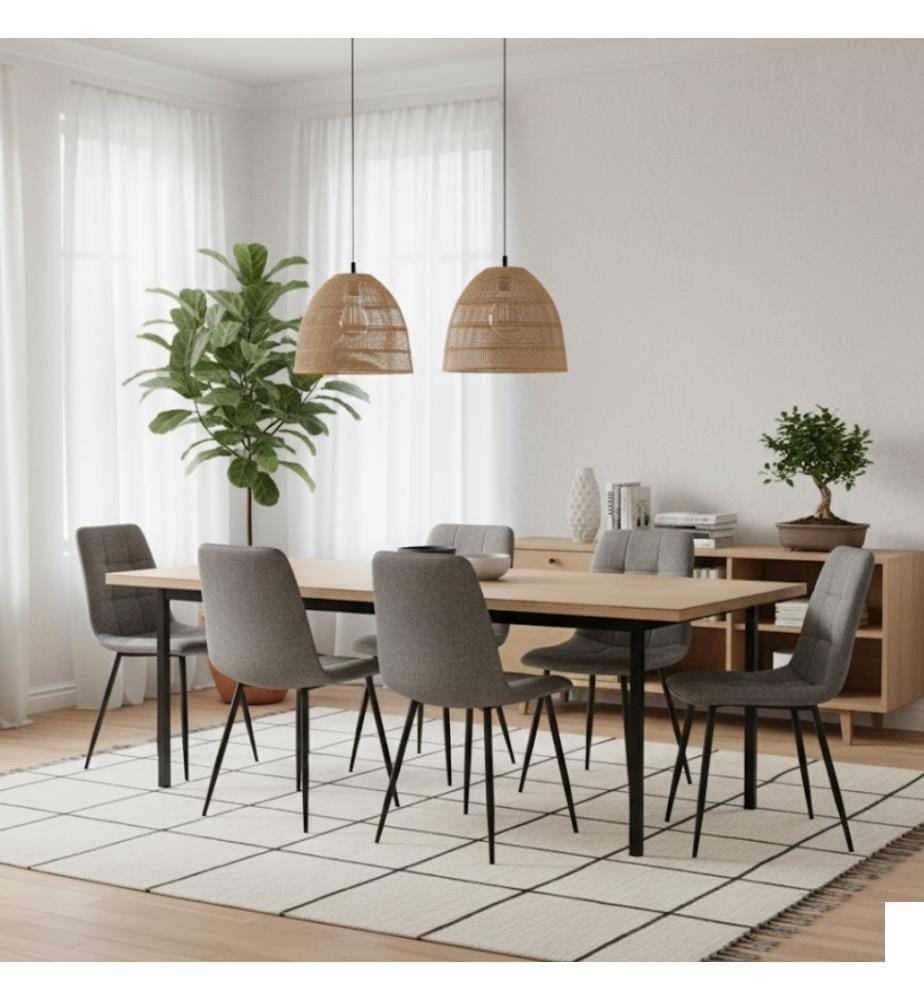 Lot de 4 chaises Alma en tissu 44x55x81 cm - Gris clair et noir