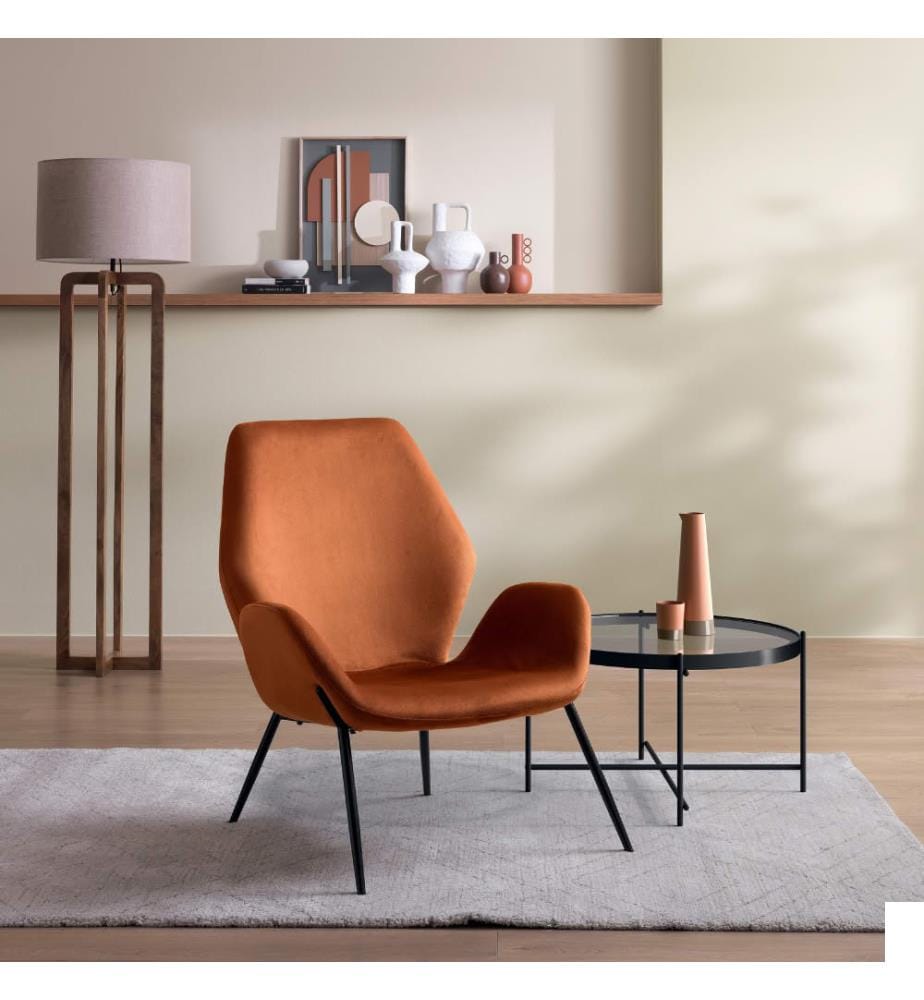 Fauteuil en Velours Brandy 47 x 47 x 91 cm - Caramel et Noir