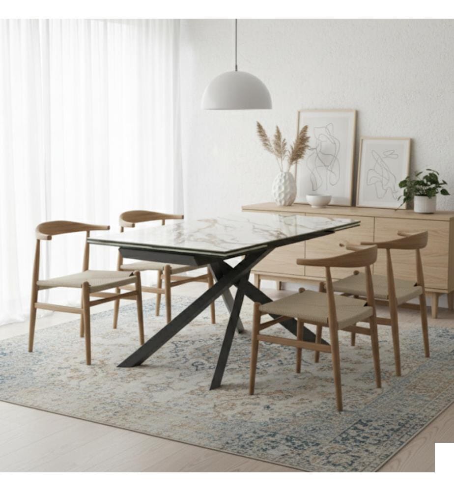 Table extensible Cross 160/240x90 cm - Marbre Calacatta Borghini et Anthracite