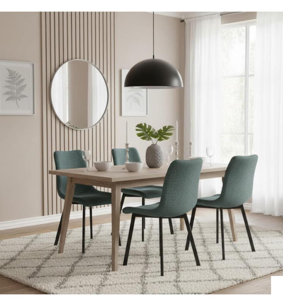 Lot de 4 chaises en tissu Iris 56x45x86 cm - Aquamarine et noir